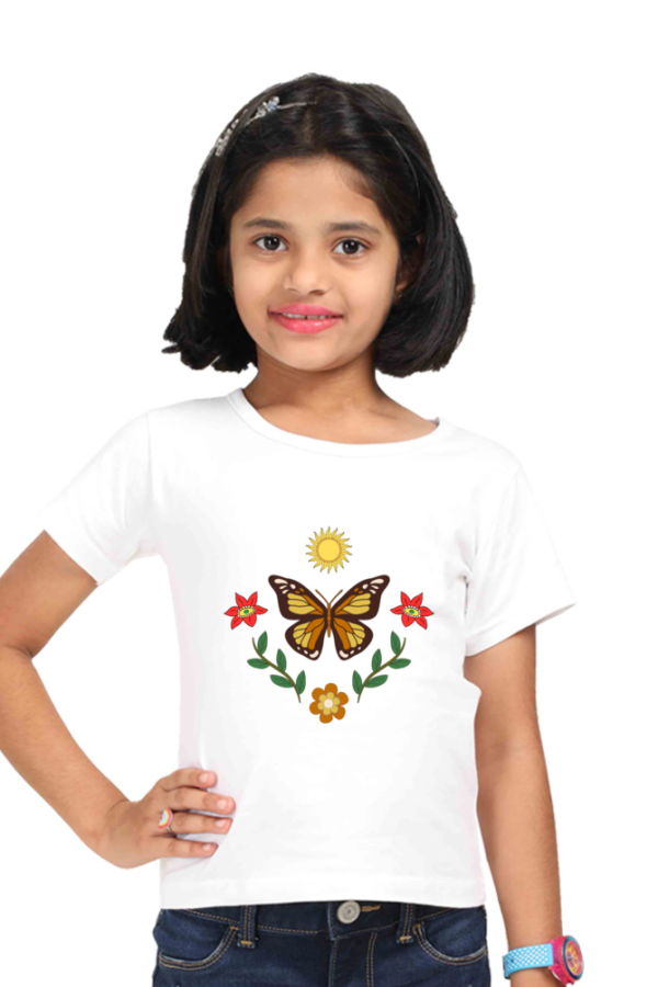 Ecofashionista Girls Kids Butterfly in Nature Round Neck Half Sleeve