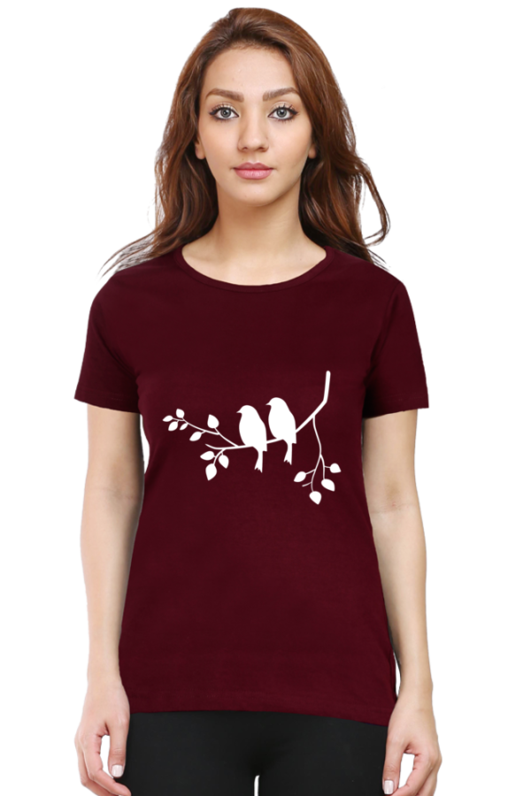 Ecofashionista Women Birds Couple Round Neck Half Sleeve - Image 2