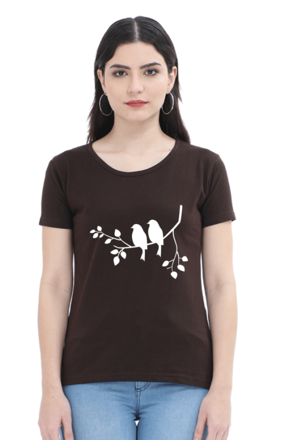 Ecofashionista Women Birds Couple Round Neck Half Sleeve