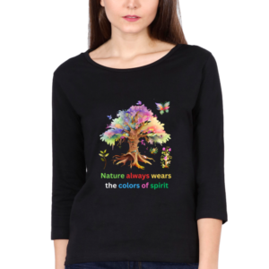 Ecofashionista Speaks Women’s Round Neck 3/4th Colorful Nature
