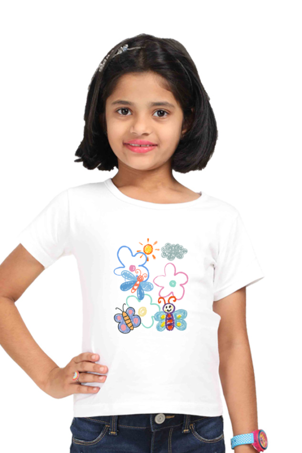 Ecofashionista Girls Kids Drawings  Round Neck Half Sleeve 01