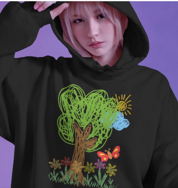 Kids Boys & Girls Hooded Sweatshirt Nature Drawing - Image 2