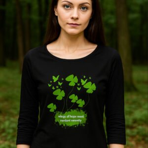 Ecofashionista Women’s Round Neck 3/4th Sleeve Wings of Hope