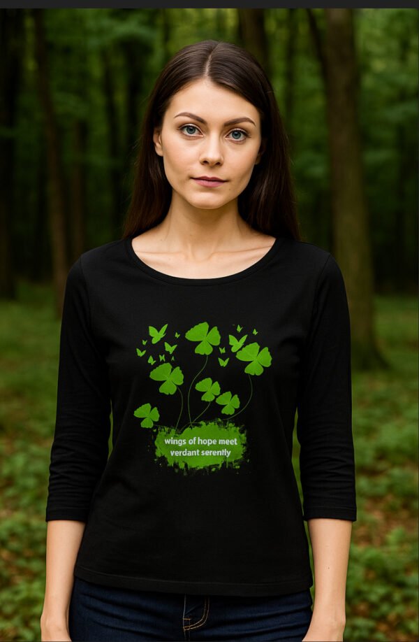 Ecofashionista Women’s Round Neck 3/4th Sleeve Wings of Hope