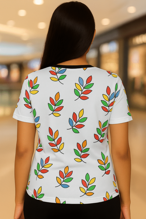 Ecofashionista Colorful Leaves Women's AOP Classic T-Shirt - Image 2